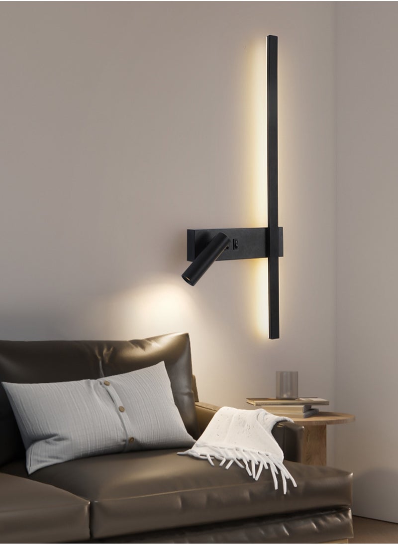 LOOPITYS Minimalist LED strip wall light 80CM LED bedroom wall lamp with spotlight - indoor wall lamp - very suitable for wall decoration - LED indoor lamp - indoor lighting - room decoration - lamp - bedside table - bedroom (3000K warm light) ﻿  - Image 3
