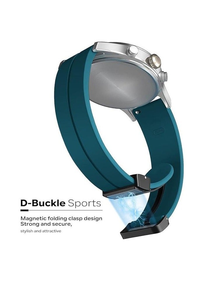 22mm Magnetic Buckle Silicone Watch Band Compatible with 22 mm Strap for CMF Watch Pro/CMF Watch Pro 2 - (Only Strap) Turquoise - Image 2