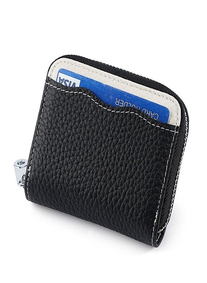 Linno RFID 20 Slots Credit Card Holder Genuine Leather Small Wallet for Women or Men with Zipper - Image 4