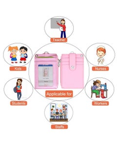 Y&D Badge Holder with Zipper, Cute Id Wallet Leather Credit Card Zipper Lanyard, 2 Sided 5 Slots and Key Chain for Boys Girls  - Image 4