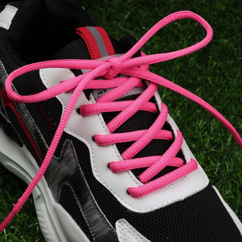 Puzeam 2 Pairs Oval Athletic Shoelaces 33 Colors 1/4" Half Round Shoe Laces for Sneakers - Hot Pink 80 - Image 2