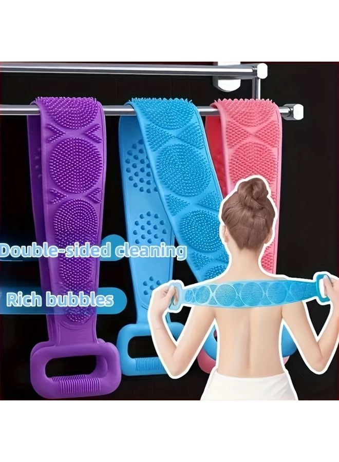 مقشر الجسم السيليكوني الأزرق بمقبض قابل للتمدد لتغطية الظهر بالكامل - Image 1