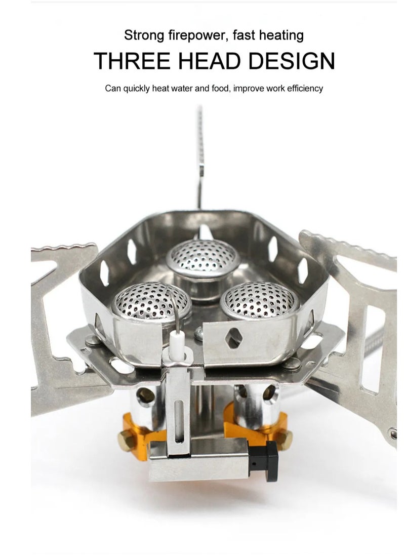 MOCOM Portable Gas Stove Ultimate Outdoor Portable Three Core Furnace 1/3 Burners Camp Gas Stove  - Image 3