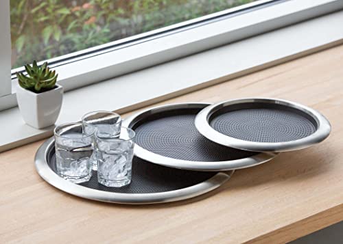 Service Ideas TR1412RI Tray with Removable Insert, 12" Round, Stainless Steel - Image 3