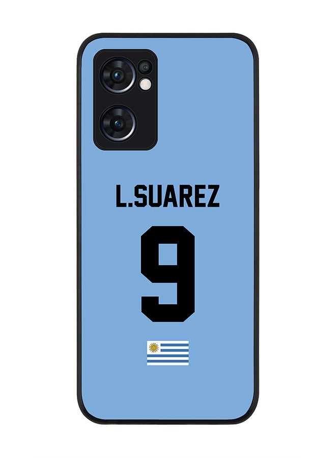Stylizedd Rugged Black edge case for Oppo Find X5 Lite, Slim fit Soft Case Flexible Cover - Football Team - Uruguay , Player Name - L.Suarez - Image 1