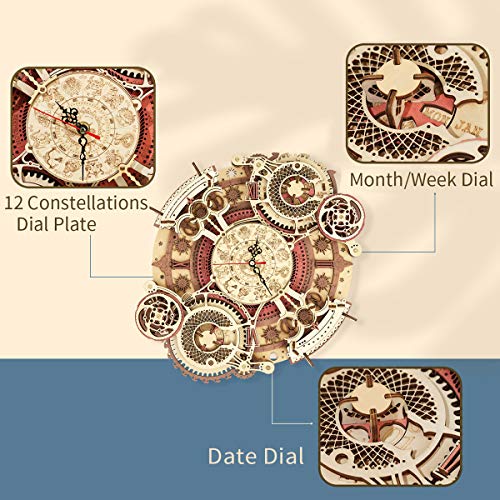 ROKR 3D Wooden Puzzle Clock Model 12 DIY 168 PCS Mechanical Model Kit Toys Home Decor Elegant Gifts for TeensAdults - Image 5