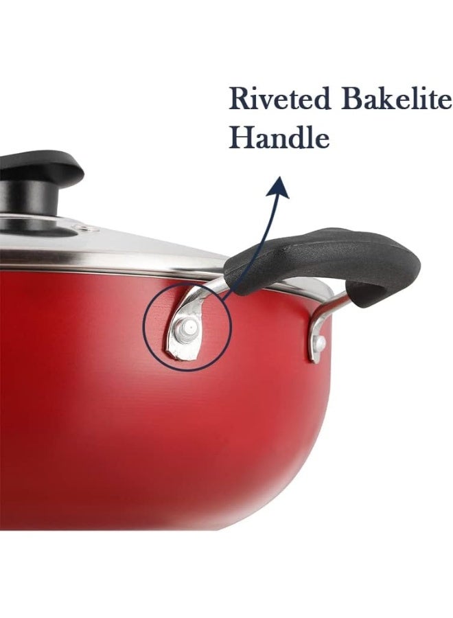 VINOD Zest Non-Stick Deep Kadai with Glass Lid  - Image 3