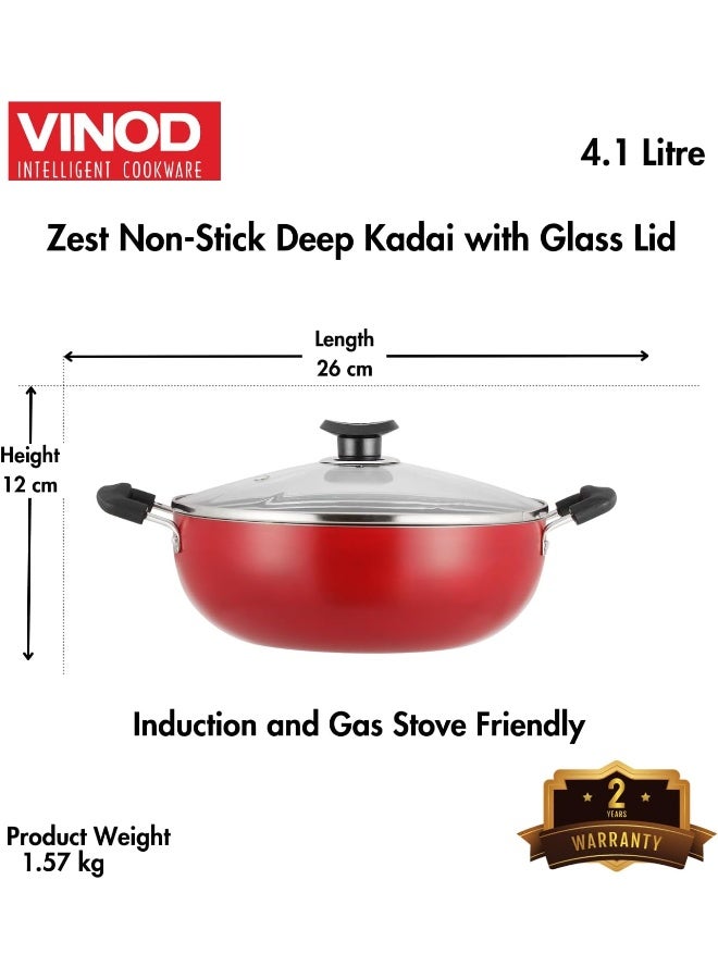 VINOD Zest Non-Stick Deep Kadai with Glass Lid  - Image 5
