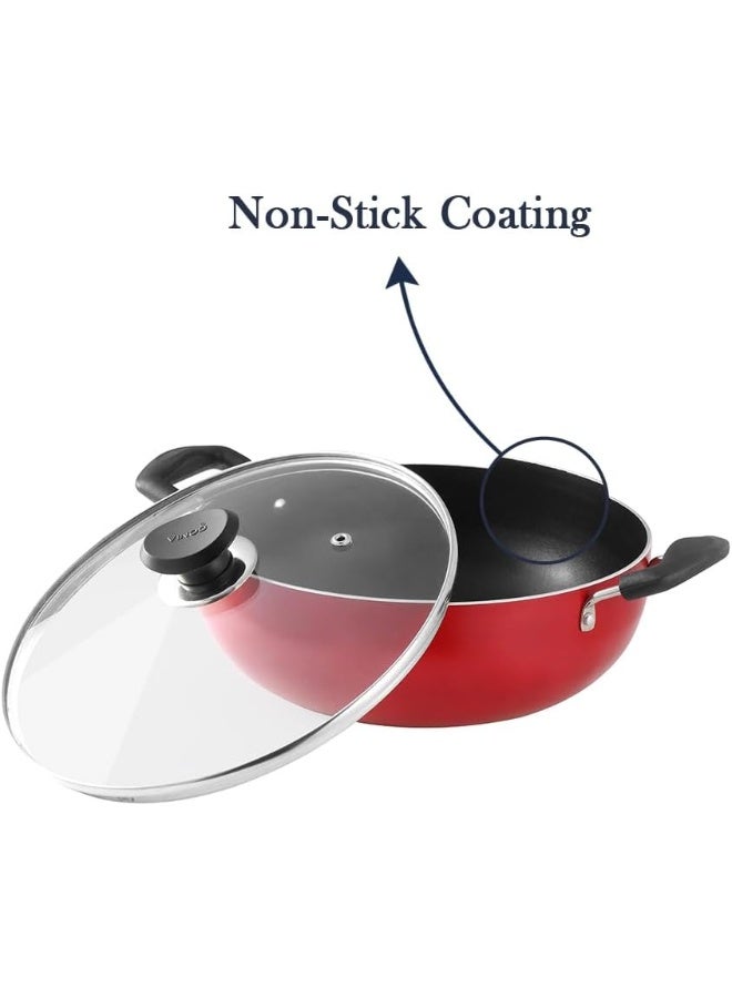 VINOD Zest Non-Stick Deep Kadai with Glass Lid  - Image 4