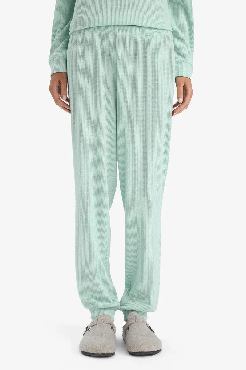 Defacto  Regular Fit Waffle Top Bottoms 2 Piece Pyjamas Set  | Best Price UAE