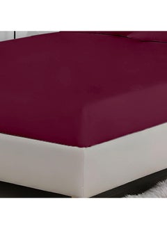 Rest 3-Piece Burgundy Plush 160X200+30Cm Fitted Bedsheet Set Includes 1 Deep Pocket Fitted Bedsheet And 2 Pillow Covers, Breathable And Machine Washable  - Image 2