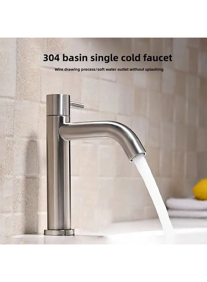 304 Stainless Steel Single Hole Bathroom Sink Faucet Brushed Nickel Single Handle Vanity Washbasin Tap Easy DIY Install Anti Rust - Image 2
