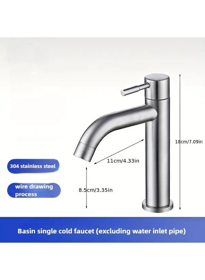 304 Stainless Steel Single Hole Bathroom Sink Faucet Brushed Nickel Single Handle Vanity Washbasin Tap Easy DIY Install Anti Rust - Image 1