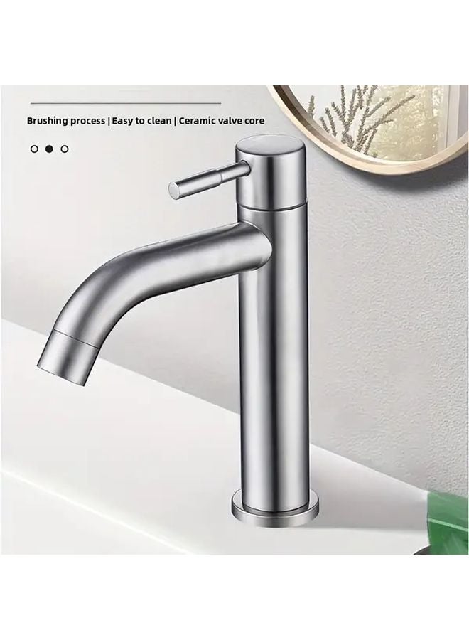 304 Stainless Steel Single Hole Bathroom Sink Faucet Brushed Nickel Single Handle Vanity Washbasin Tap Easy DIY Install Anti Rust - Image 3