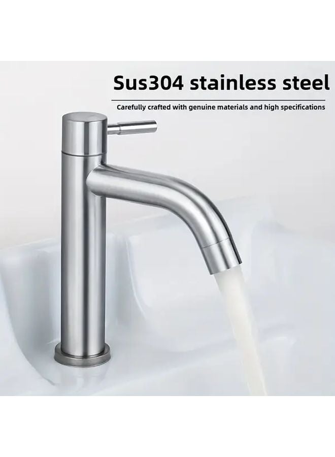 304 Stainless Steel Single Hole Bathroom Sink Faucet Brushed Nickel Single Handle Vanity Washbasin Tap Easy DIY Install Anti Rust - Image 5