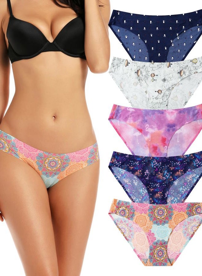 voenxe Bikini Underpants, Women's Multipack, Seamless Stretch Briefs, Panties, Women, Multicoloured, No Show, Seamless, Invisible, Breathable, Comfortable Hipster Underwear, Pack of 5 - Image 1
