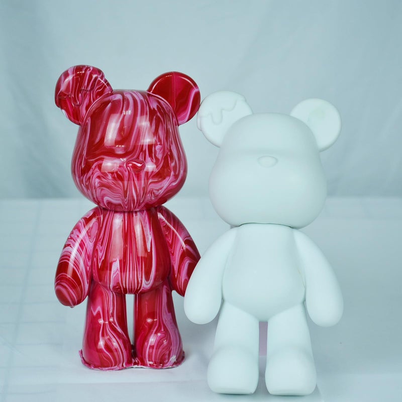 Coniuty Fluid Bear Painting Figurine, DIY Bear Figure for Home Decoration (8 Inch, Blank Mold) - Image 4