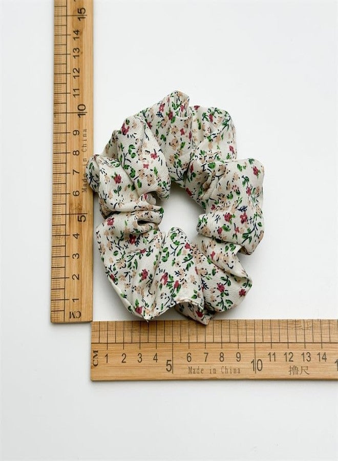 DORMITORRY 4 Pcs Multicolor Silk Hair Scrunchies For Women, Anti-Breakage Flower Ponytail Ties, Elegant Hair Ropes for Casual & Party Looks, Soft & Durable Hair Accessories, Multi-Design. - Image 4
