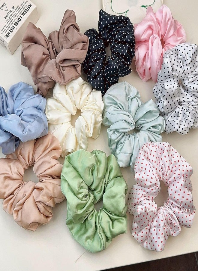 DORMITORRY 4 Pcs Multicolor Silk Hair Scrunchies For Women, Anti-Breakage Flower Ponytail Ties, Elegant Hair Ropes for Casual & Party Looks, Soft & Durable Hair Accessories, Multi-Design. - Image 3
