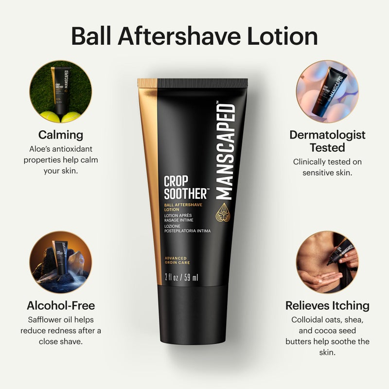 MANSCAPEDÂ® Crop Sootherâ„¢ Groin Grooming Aftershave Lotion - Infused with Aloe, Colloidal Oats, Shea, Cocoa Seed Butter, Safflower Oil for Soothing & Relief - Image 2
