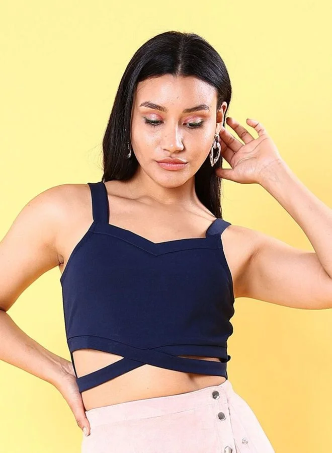 Women Regular Fit Solid Sweetheart Neck Sleeveless Sweetheart Neck Crop Top