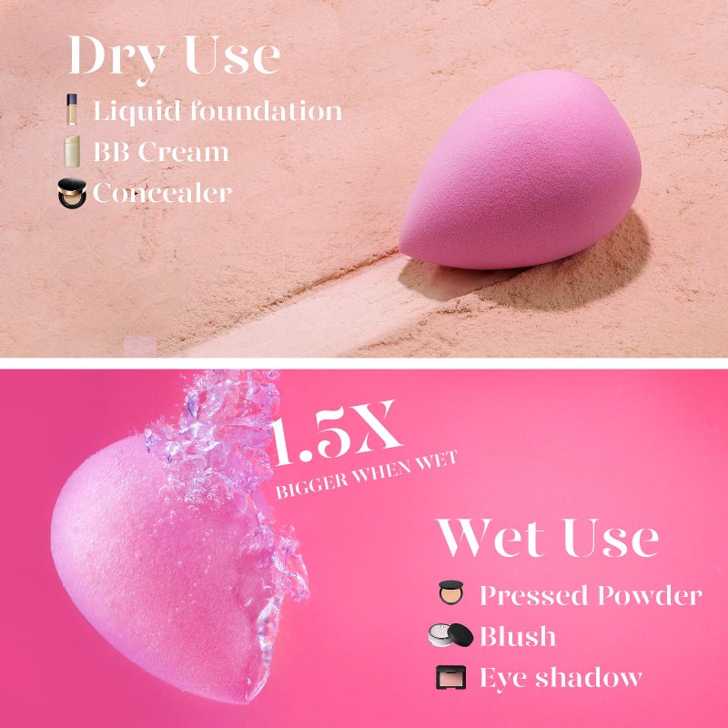 BEAKEY Super Soft Makeup Sponge Set of 6, Makeup Sponges for Foundation, Liquid, Cream and Powder, Pink Beauty Sponge for Blending, 0 Latex Blender - Image 5