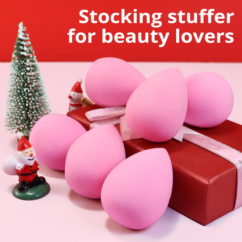 BEAKEY Super Soft Makeup Sponge Set of 6, Makeup Sponges for Foundation, Liquid, Cream and Powder, Pink Beauty Sponge for Blending, 0 Latex Blender - Image 2