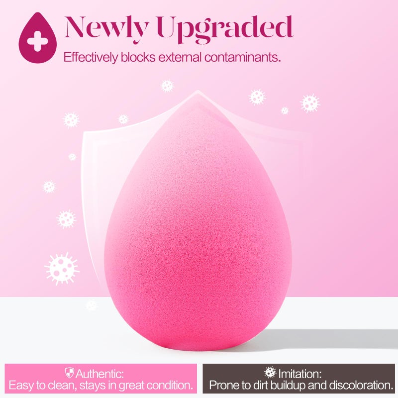 BEAKEY Super Soft Makeup Sponge Set of 6, Makeup Sponges for Foundation, Liquid, Cream and Powder, Pink Beauty Sponge for Blending, 0 Latex Blender - Image 3