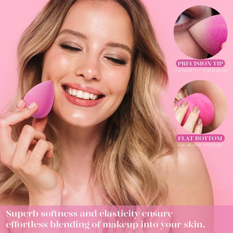 BEAKEY Super Soft Makeup Sponge Set of 6, Makeup Sponges for Foundation, Liquid, Cream and Powder, Pink Beauty Sponge for Blending, 0 Latex Blender - Image 4