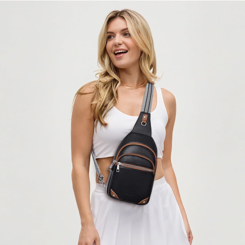 Lexiyat Anti Theft Crossbody Bags for Women Travel Chest Sling Bag Leather RFID Purse Fanny Pack Black - Image 2