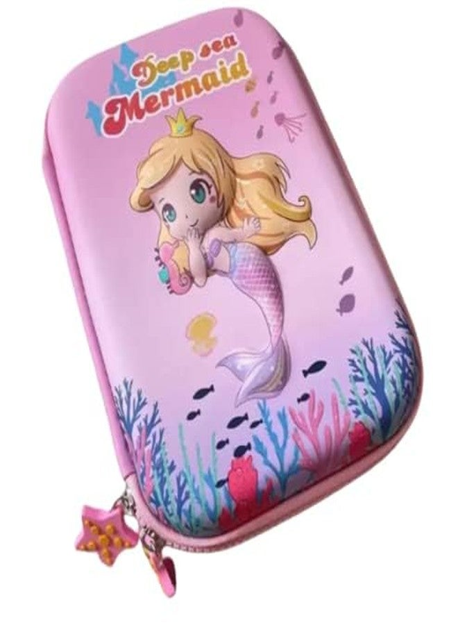 MSGH Design 7D Big Size Multipurpose Hardtop Pencil Pouch for Boys & Grils (7D Mermaid) - Image 1