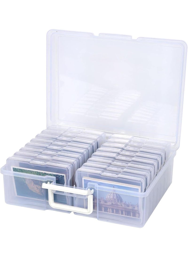 صندوق تخزين صور شفاف بمقبض، 16 منظم داخلي، حاوية بلاستيكية للصور والحرف اليدوية والتذكارات