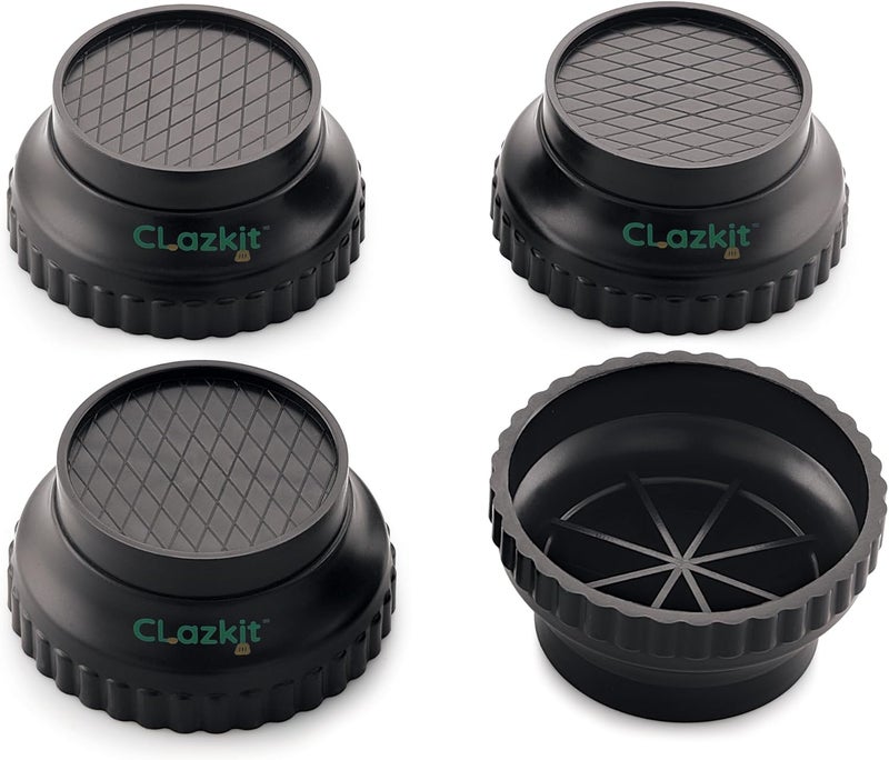Clazkit حامل الدائري متعدد الأغراض للخدمة الشاقة للأجهزة المنزلية / الثلاجة / الغسالة / الأثاث / حامل الثلاجة، أسود (عبوة من 4 قطع) - Image 1