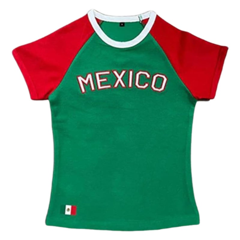 MANGMAO Vintage Graphic Baby Tees for Women Brazil Shirt Y2k Tops Mexico Crop Top Jersey 2000s Summer Going Out Tops - Image 1