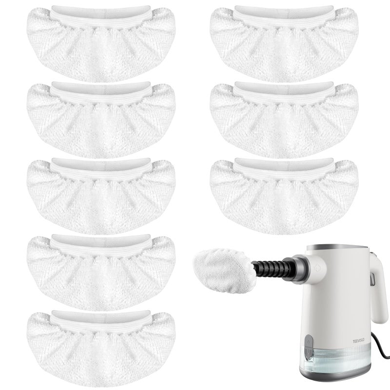 TEEVOGO 8 Pack Universal Microfiber Cloths for Handheld Steam Cleaner, Double-Layered Reusable & Washable Pads, Compatible with Bissell SteamShot, Wagner, PurSteam, McCulloch, Dupray and More - Image 1