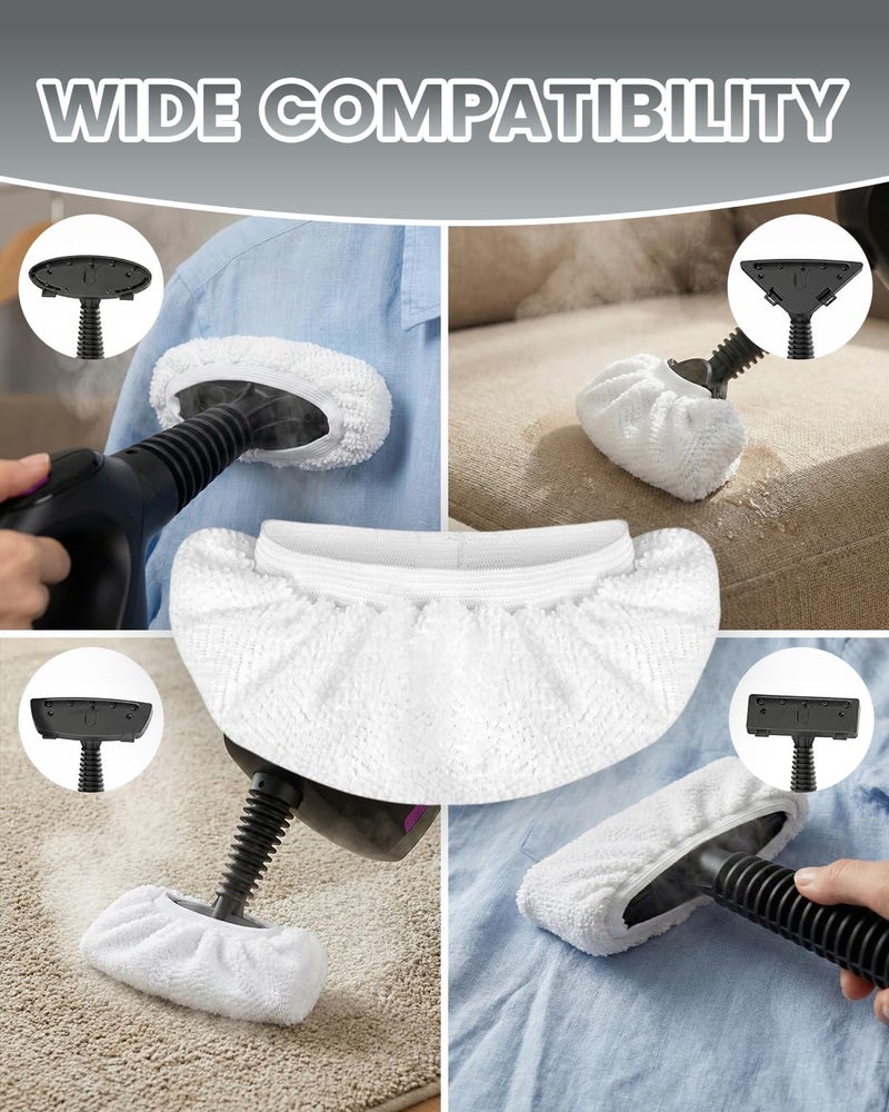 TEEVOGO 8 Pack Universal Microfiber Cloths for Handheld Steam Cleaner, Double-Layered Reusable & Washable Pads, Compatible with Bissell SteamShot, Wagner, PurSteam, McCulloch, Dupray and More - Image 2