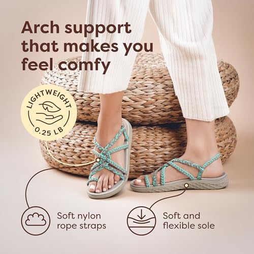 Plaka Explore Hiking Sandals for Women, Arch Support women's Walking Sandals with Adjustable Straps, Waterproof Strappy Sandals for Beach, poolside and Travel|Turquoise Brazilian Sand, size 9 - Image 2