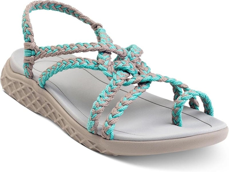 Plaka Explore Hiking Sandals for Women, Arch Support women's Walking Sandals with Adjustable Straps, Waterproof Strappy Sandals for Beach, poolside and Travel|Turquoise Brazilian Sand, size 9 - Image 5