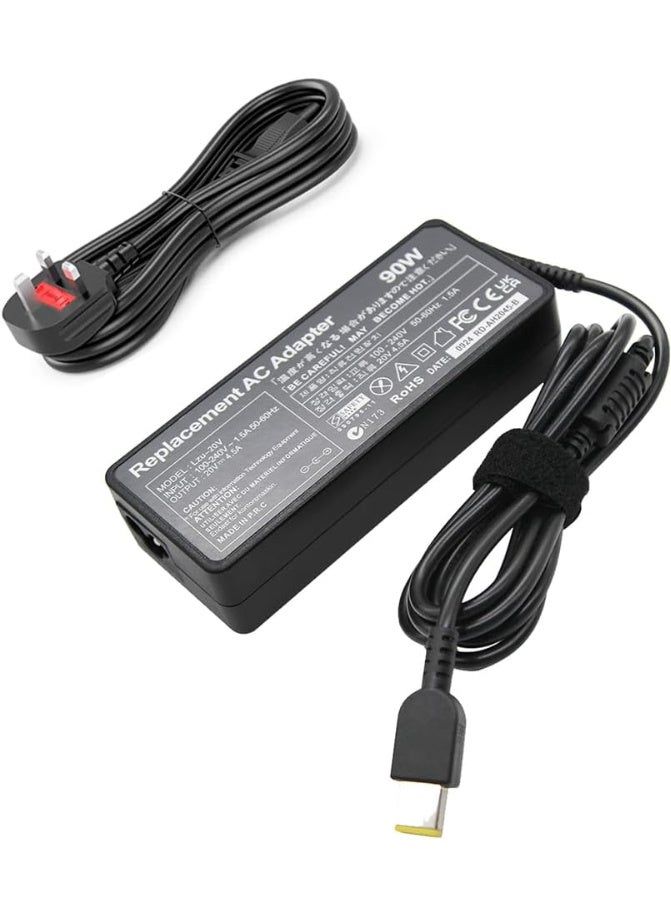 Zexen laptop adapter for LENOVO 90W, 20V 4.5A, USB Type-A for ThinkPad X1 Ultrabook Eraser B40 G50 M4400 M4450 Z50 Z505, with UK Plug Cable - Image 1