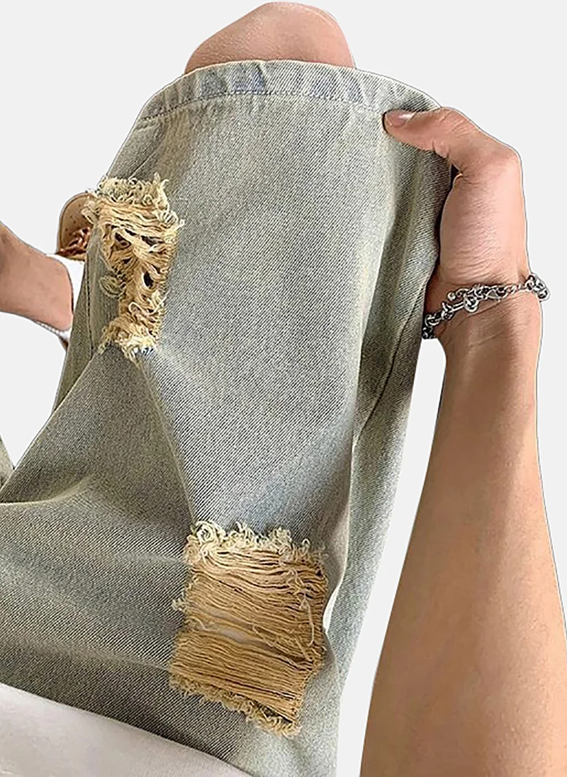 يونيكي Blue Mid Rise Soild Relaxed Fit Shorts
