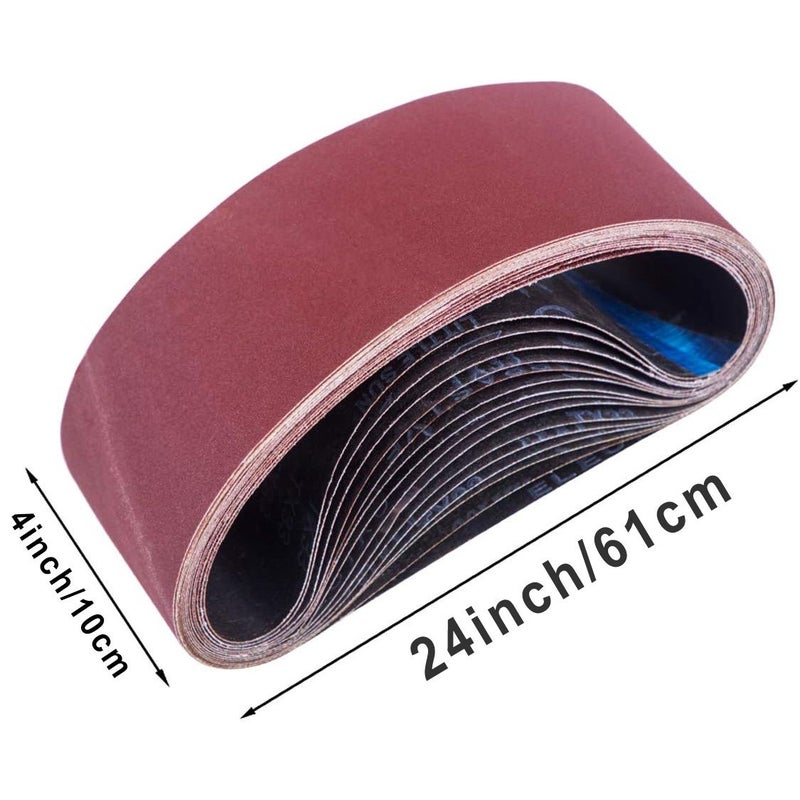 Aluminum Oxide Sanding Belt 4x24 Inch 610x100mm 40 Grits 4 Pack For Wood Metal Paint Sanding Red - Image 2