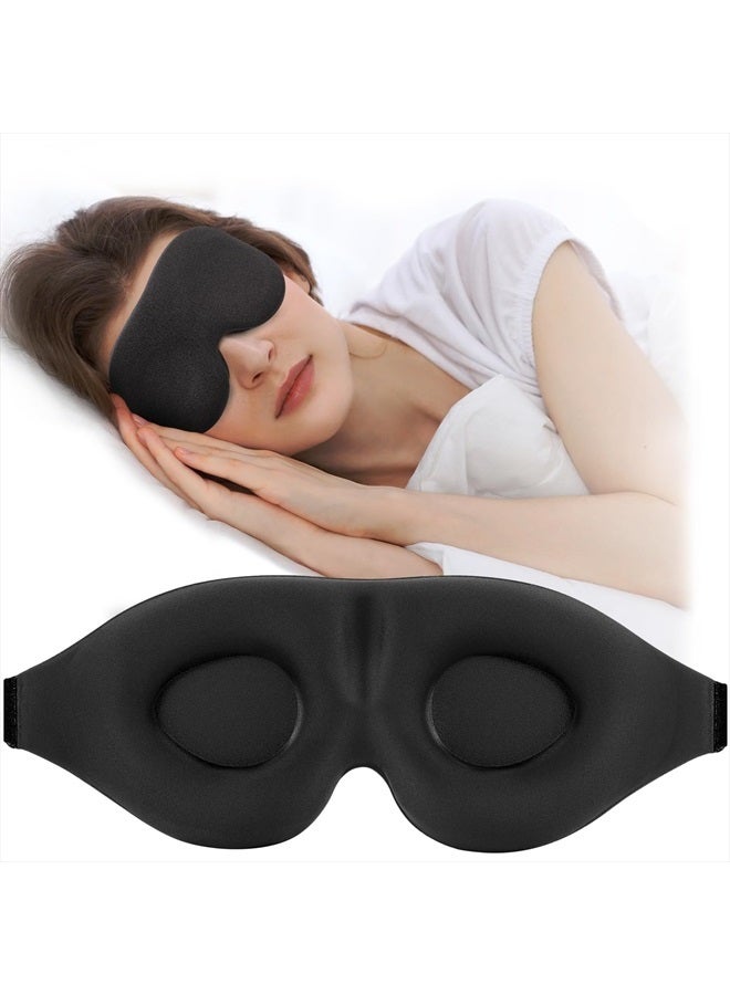 ZGGCD 3D Sleep Mask for Side Sleeper, 100% Light Blocking Sleeping Eye Mask for Women Men, Contoured Cup Night Blindfold, Luxury Eye Cover Eye Shade with Adjustable Strap for Travel, Nap, Meditation, Black - Image 1