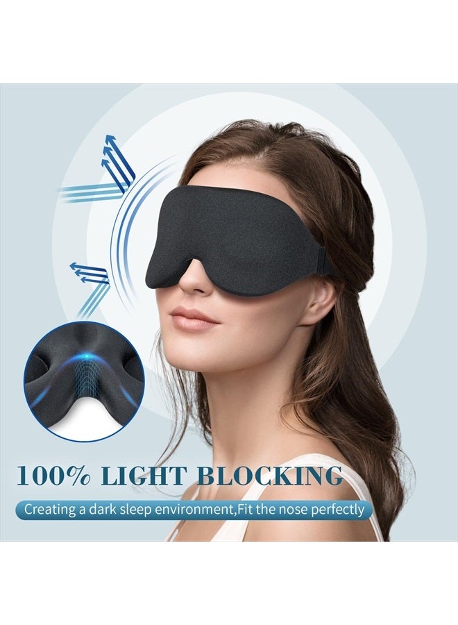 ZGGCD 3D Sleep Mask for Side Sleeper, 100% Light Blocking Sleeping Eye Mask for Women Men, Contoured Cup Night Blindfold, Luxury Eye Cover Eye Shade with Adjustable Strap for Travel, Nap, Meditation, Black - Image 2