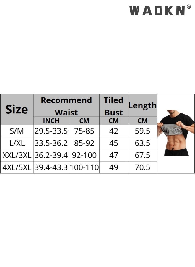 WAOKN - Mens Sauna Vest Tank Top Fitness Body Shaper Slimming Vest Slimming Shapewear Compression Waist Trainer Body Top Shapewear Slimming T-Shirt Short Sleeve Workout Accessories Suit Sauna - Image 1