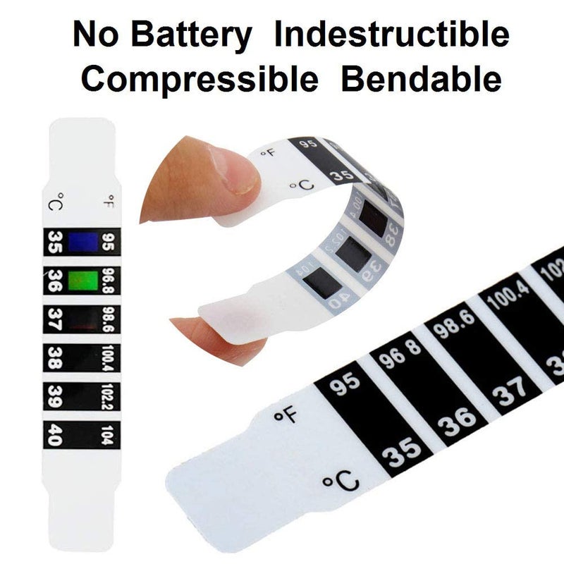 JERN ترمومتر شريطي للجبهة بلاستيك مكب لقياس درجة حرارة الجسم للأطفال من 0 إلى 5 سنوات - عبوة من 5 - Image 5