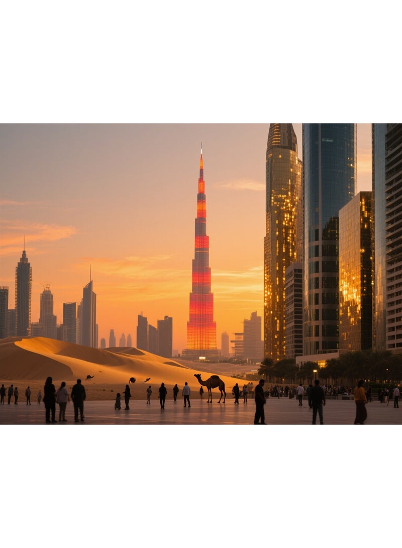 1000 قطعة من الألغاز الترفيهية الملونة والزخرفية غير الرسمية من Dubai Dusk Skyline - Image 1