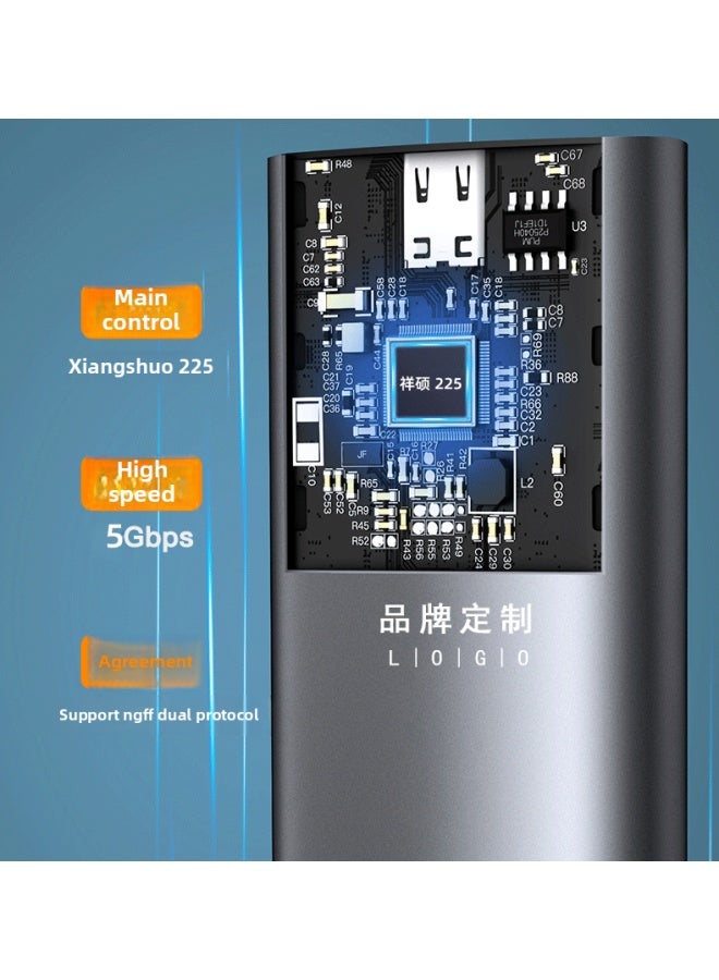 M.2 Tool-free NGFF/NVME Dual Protocol Mobile Hard Disk Box Type-C3.1 Solid State SSD Hard Disk Box 3.1-Color:NGFF-5GB Dark Gray