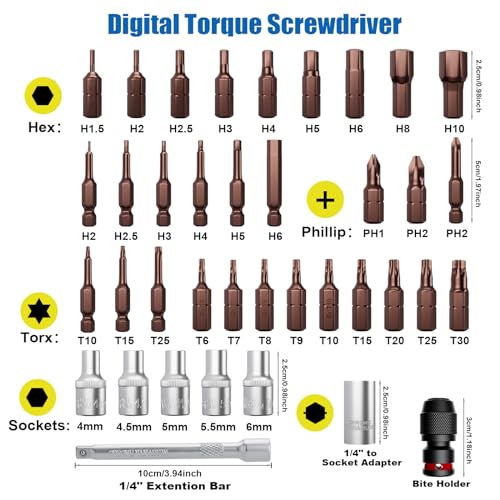 ANPUDS Digital Torque Screwdriver, 1.5-88.5in-lbs./0.15-10Nm, Electronic Adjustable Screwdriver Torque Wrench Set with ±1% Accuracy, Vibration, Buzzer, LED Notification for Gunsmithing, Scope Mounting - Image 3