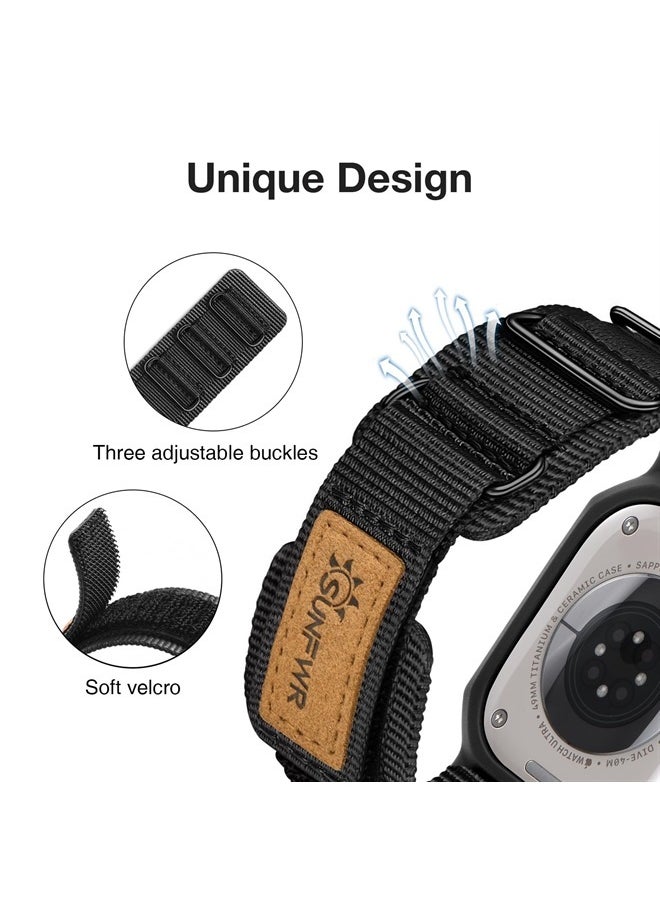 SUNFWR - Bands Compatible with Apple Watch 49mm Ultra with Case,Rugged Velcro Nylon Sport Apple Watch Starp with Protective Cover for iwatch for Men(Black) - Image 1