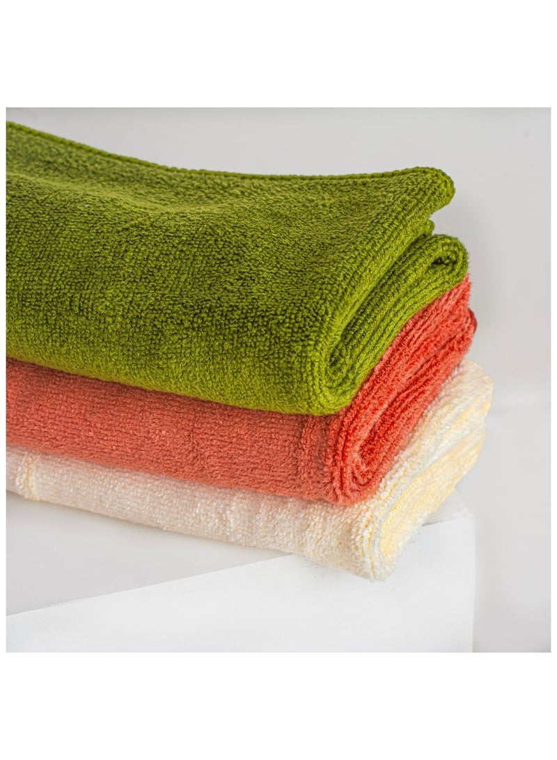 منشفة حمام فائقة الامتصاص وناعمة للغاية، 3 قطع متعددة الألوان من الألياف الدقيقة سريعة الجفاف، مثالية للمنزل والجيم والسفر، باللون الأخضر - Image 1